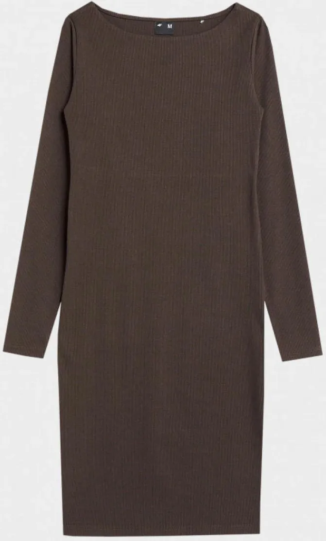 Damska sukienka dzianinowa 4F 4FAW22TDREF057 brązowa dopasowana rozmiar M (XS/S) - obrazek 2
