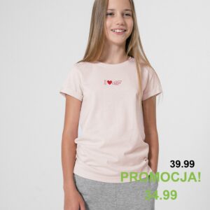 Koszulka dziecięca 4F HJZ22-JTSD005 kolor łososiowy rozmiar 158