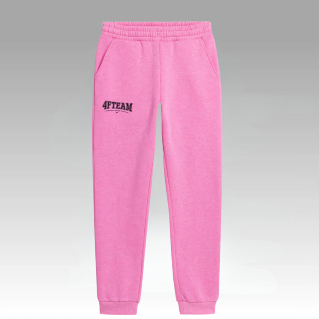 Spodnie dresowe bawełniane dziewczęce 4F różowe