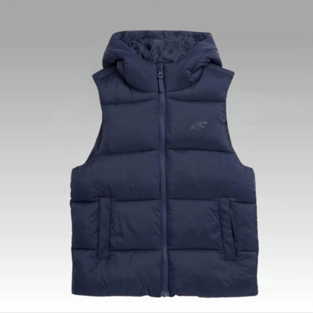 Bezrękawnik dziecięcy 4F kamizelka pikowana 4FJAW23TVJAM047 granatowy