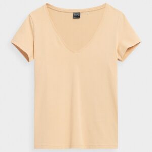 Koszulka damska regular gładka 4f beżowa rozmiar XS