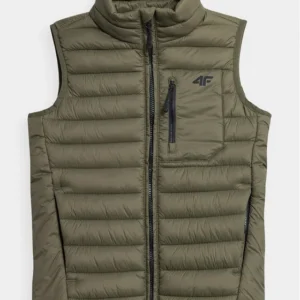 Bezrękawnik dziecięcy 4F kamizelka pikowana 4FJAW23TVJAM040 khaki - rozmiar 164