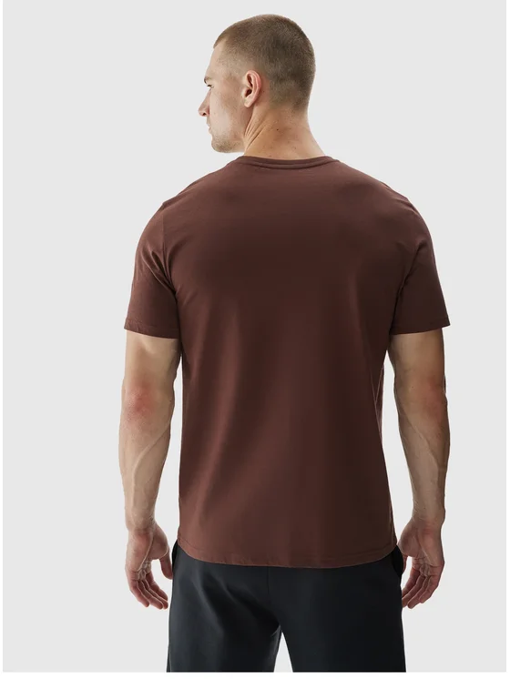 Koszulka męska bawełniana 4F brązowa - obrazek 2