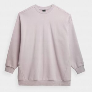 BLUZA damska długa OVERSIZE dresowa 4F 4FAW23TSWSF0764 L Chłodny pudrowy róż