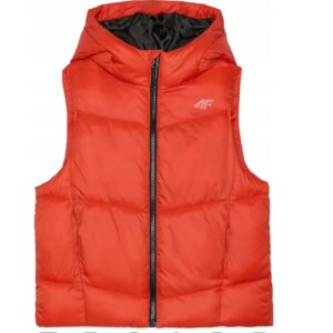Bezrękawnik dziecięcy 4Fkamizelka pikowana 4FJAW23TVJAM047 pomarańczowy - rozmiar 152