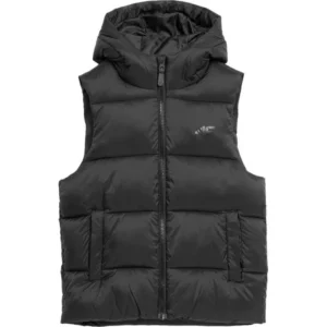Bezrękawnik dziecięcy 4F kamizelka pikowana 4FJAW23TVJAM047 czarny