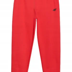 Spodnie dresowe dziecięce bawełniane 4F czerwone