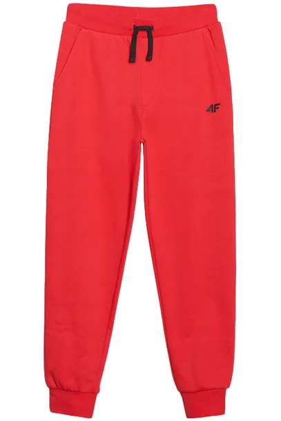 Spodnie dresowe dziecięce bawełniane 4F czerwone