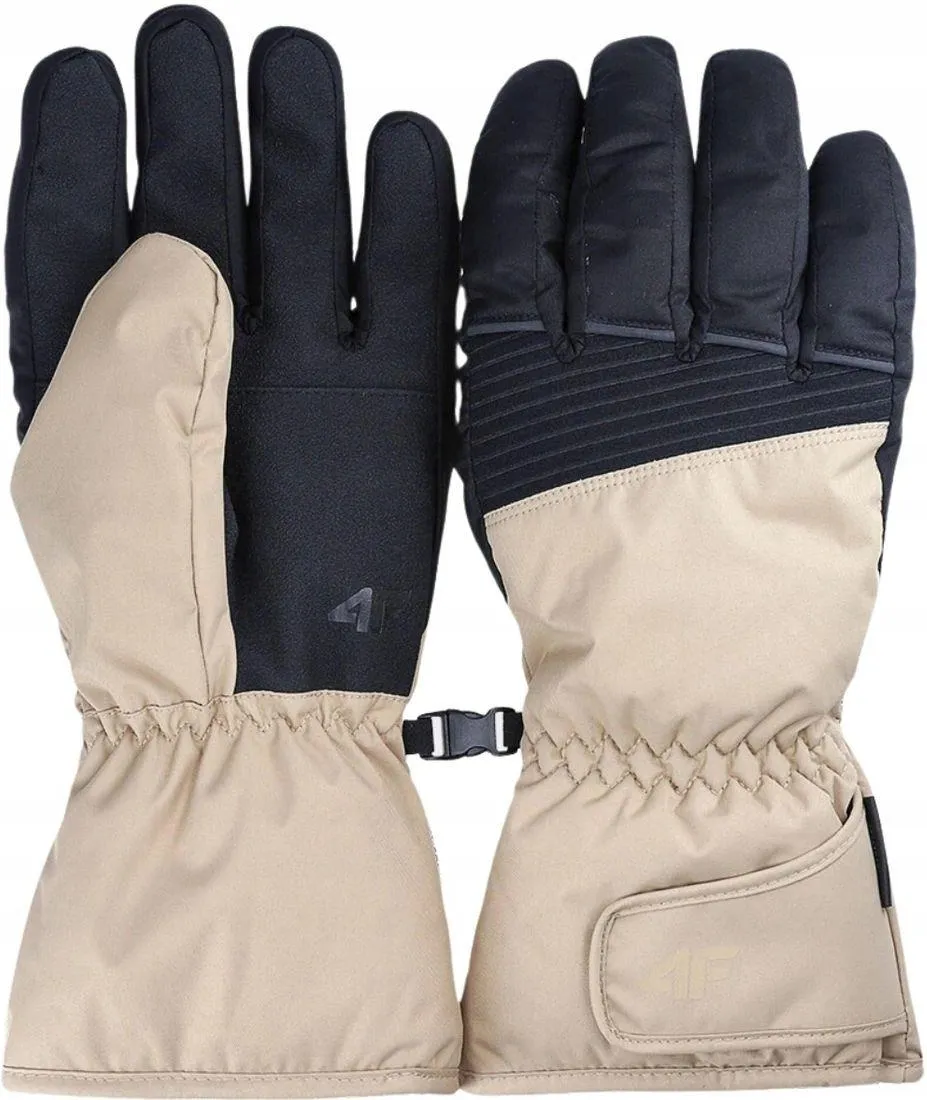 Rękawice narciarkie męskie 4F 4FWAW23AFGLM107 beżowe- rozmiar M