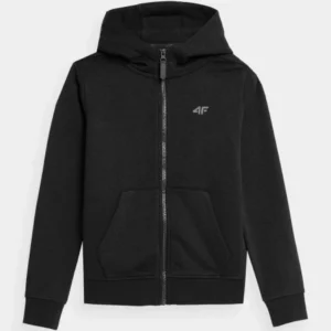 Bluza dziecięca z kapturem rozpinana 4F 4FJSS23TSWSF216 czarna